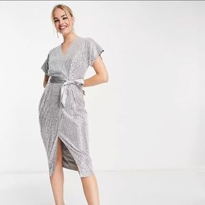 Kimono wrap sequin midi dress by Closet London